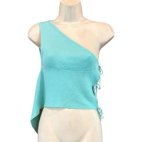CRUSH CSC Grace Asymmetrical Cotton/Silk/Cashmere Top in Lagoon NWT Size 1 Small - Picture 1 of 5